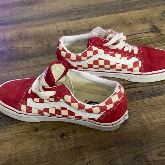 red checkered old skool vans